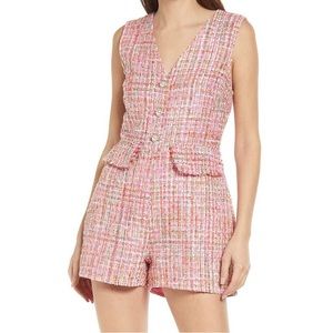 Adelyn Rae Bailey Tweed Romper Pink Size M NWT